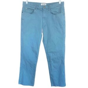 ROWM Denim Twill Flat Front Casual Chino Blue 5 Pocket Pants 34